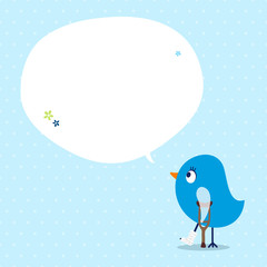 Blue Bird Leg In Plaster Speech Bubble Dots