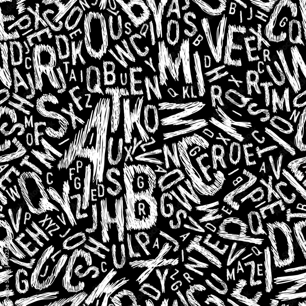 Poster alphabet seamless pattern. vector, eps10