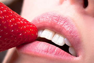 sensual lips and strawberry