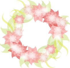 vector of pink floral and green leave