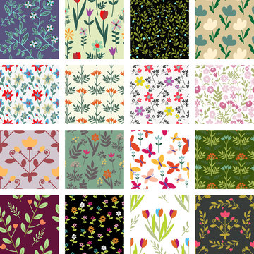 Seamless floral pattern collection