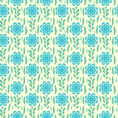 Seamless pastel blue and green floral pattern