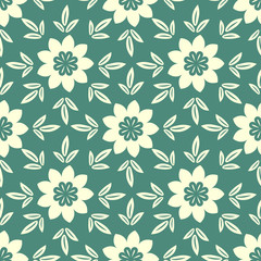 Seamless decorative floral pattern in light and blue colors