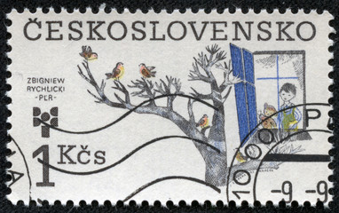 stamp shows the painting of a Zbigniew Rychlicki