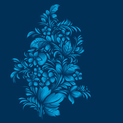 blue flower ornament, gzhel russian style - 50242955