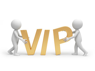 Two people holding a VIP symbol