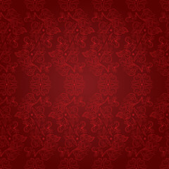 Vintage floral seamless pattern on red