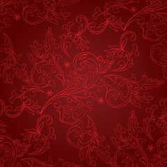 Vintage floral seamless pattern on red