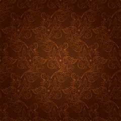 Vintage floral seamless pattern on brown