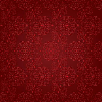 Vintage floral seamless pattern on red