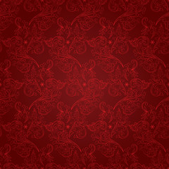 Vintage floral seamless pattern on red