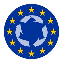 Symbole recyclage dans un drapeau européen