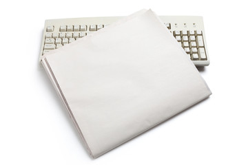 Computer Keyboard and Newspaper