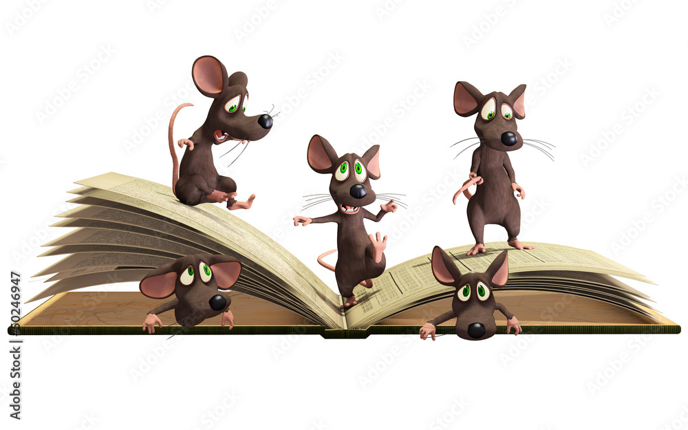 Wall mural Mice reading book