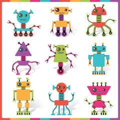 Türaufkleber Kleine abstrakte Roboter-Doodle-Sammlung. © incomible