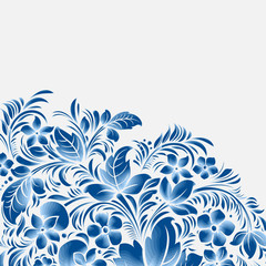 Fototapeta na wymiar niebieski ornament kwiat, Gzhel russian style