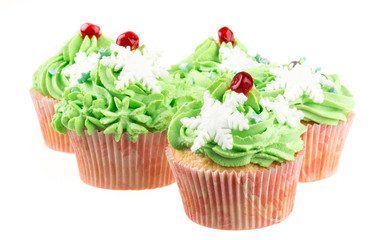 Studio isolated creamy green cupcake