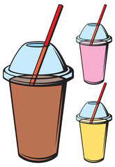 milk shake (beverage cup with drinking straw)