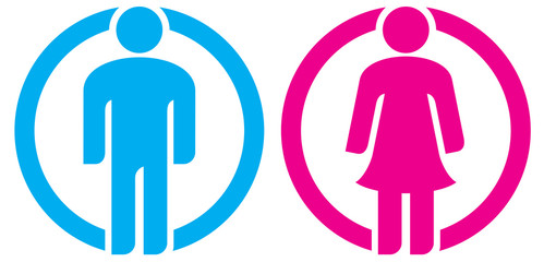 man & woman restroom sign