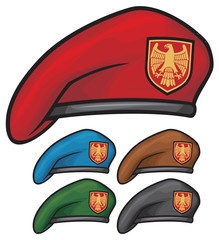 military beret collection - obrazy, fototapety, plakaty
