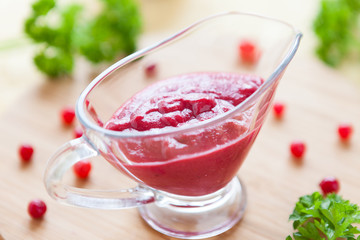 Cranberry sauce in a gravy boat