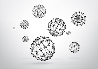 Composition of wireframe elements in the form of sphere