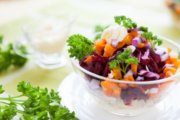 salad in a salad bowl transparent