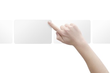 Finger touching virtual transparent frame