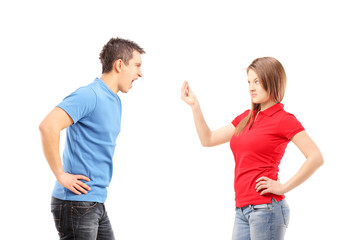 Fototapeta premium Young man and woman having an argument
