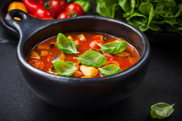 Minestrone soup with vegetables - obrazy, fototapety, plakaty