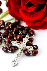 Rosary and rose