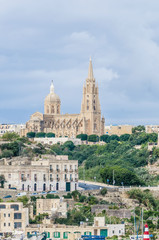 Fototapeta na wymiar Kościół parafialny w Mgarr, na wschodnim wybrzeżu wyspy Gozo.