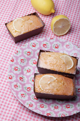 lemon cakes on the pink plate