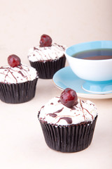 cherry cupcakes and tea