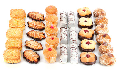 Sweet cookies isolated on white.