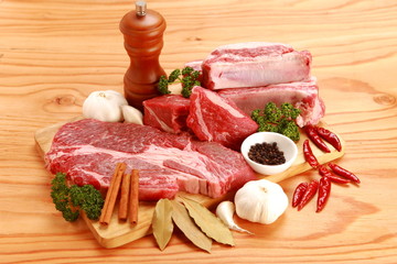 raw beef on cutting board