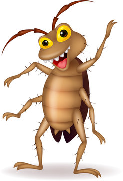 Cockroach cartoon waving hand