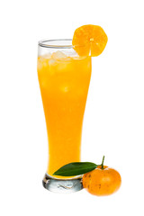 Orange juice glass and orange fruit on white background