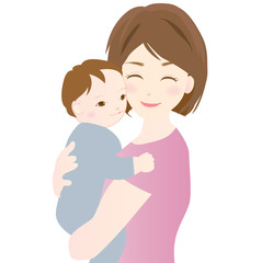 女性　赤ちゃんを抱く