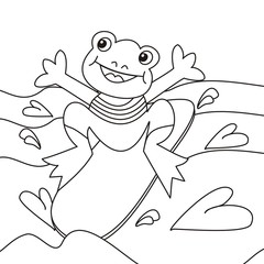 grenouille et planche - coloriage