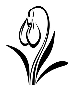 recommend clip art: Black silhouette of snowdrop flower. Vector illustration.