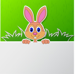 Obraz premium Rabbit with blank sign