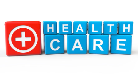 Cubes with Health Care sign