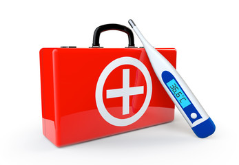 First Aid Case with thermometer