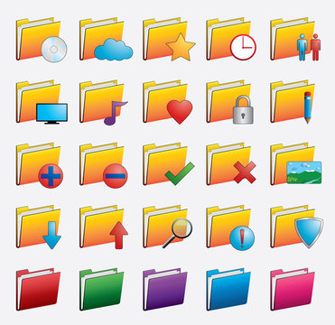 Folder web icons set