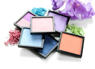 Beautiful bright eye shadows isolated on white