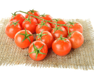 Cherry tomatoes on white background