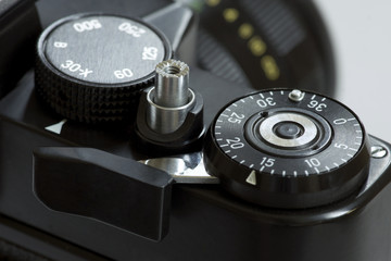 Old vintage photo camera controls