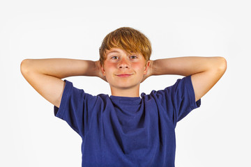 cute handsome boy in studio