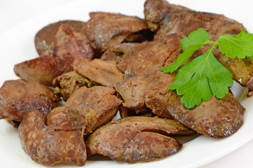 Close up cooked chicken liver
